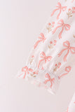 Pink bow embroidery ruffle pants set