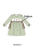 Sage deer embroidery dress