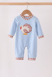 Blue turkey applique romper