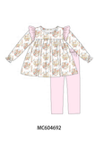 Pink horse ruffle pants set