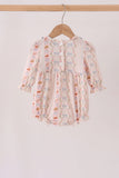Pumpkin Pie Bow Embroidery Ruffle Bubble