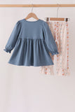 Pumpkin Pie Bow Embroidery Ruffle Pants Set
