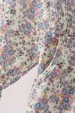 Blue floral smocked jumpsuit