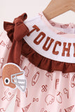 Brown touchdown football embroidery bubble