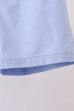 Blue plaid peter pan collar shorts set