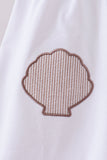 Ivory shell embroidery ruffle shorts set