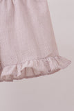 Ivory shell embroidery ruffle shorts set