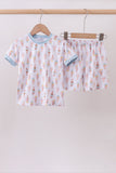Blue ice cream print bamboo pajama set