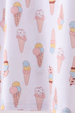 Pink ice cream print bamboo ruffle pajama set