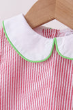 Red stripe watermelon embroidery seersucker bloomer set