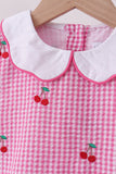 Pink cherry gingham bloomer set