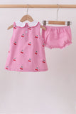 Pink cherry gingham bloomer set