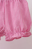 Pink cherry gingham shorts set