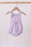 Purple seersucker butterfly embroidery ruffle bubble