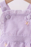 Purple seersucker butterfly embroidery ruffle bubble