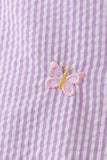 Purple seersucker butterfly embroidery bloomer set