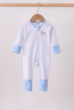 Blue dot horse embroidery romper