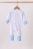Blue dot horse embroidery romper