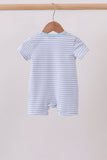 Blue Apple Pencil Embroidery Romper