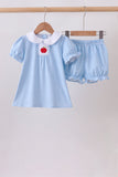 Blue Apple Smocked Bloomer Set