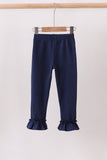 Navy ruffle pants