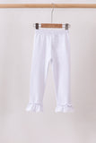 White ruffle pants