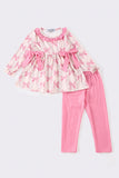 Pink bow print girl set