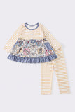 Beige stripe christmas character girl set