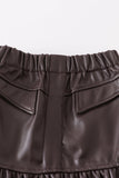 Pink sunflower leather short skirt set