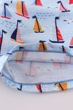 Blue sailboat print boy swim trunk