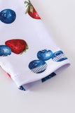 Strawberry print 2pc long sleeve rashguard swimsuit UPF50+