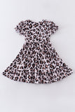 Leopard smocked girl dress mommy&me