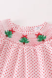 Red dot christmas tree smocked baby set