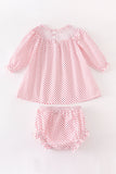 Red dot christmas tree smocked baby set